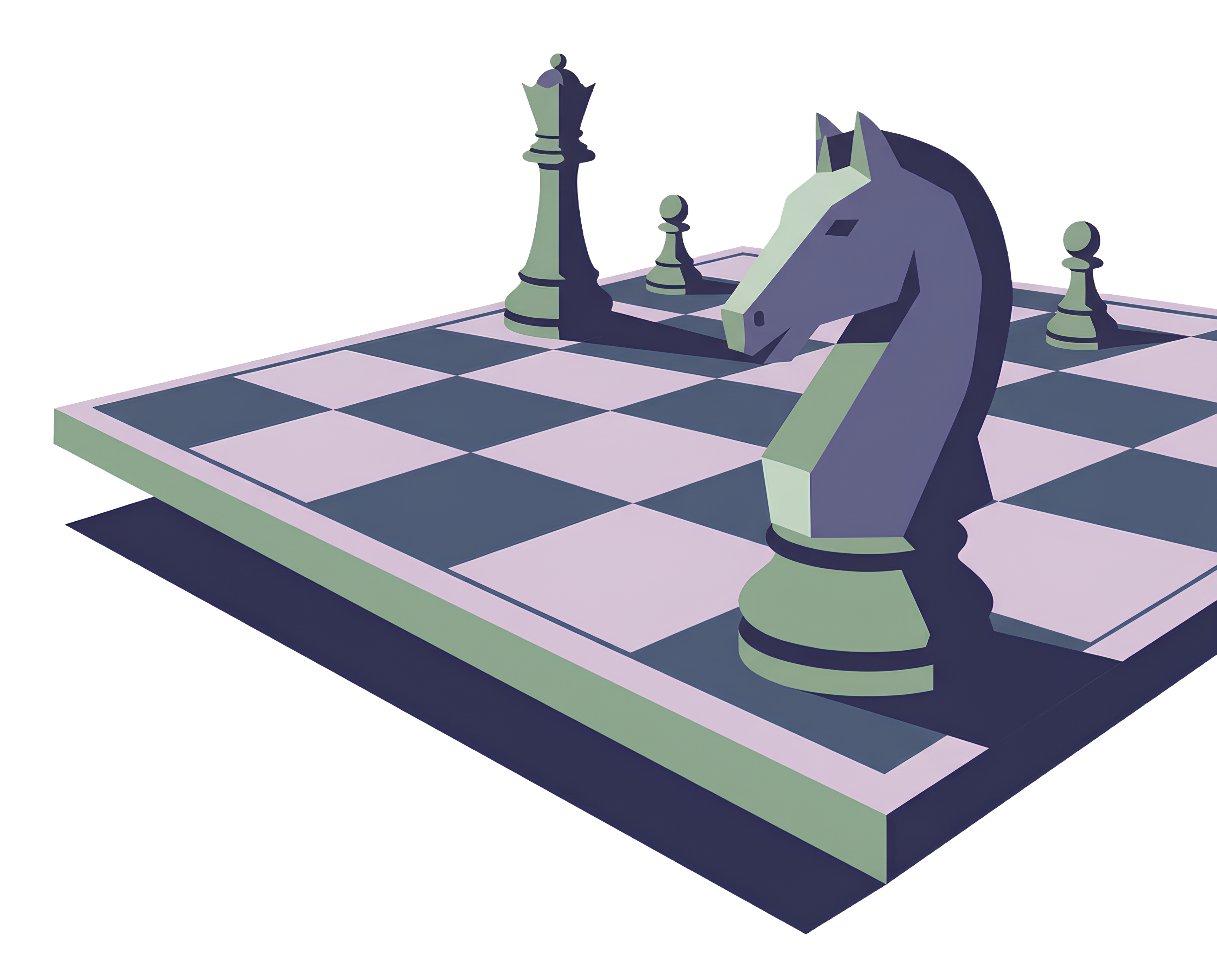 Illustration NotiChess — pièces d'échecs stylisées